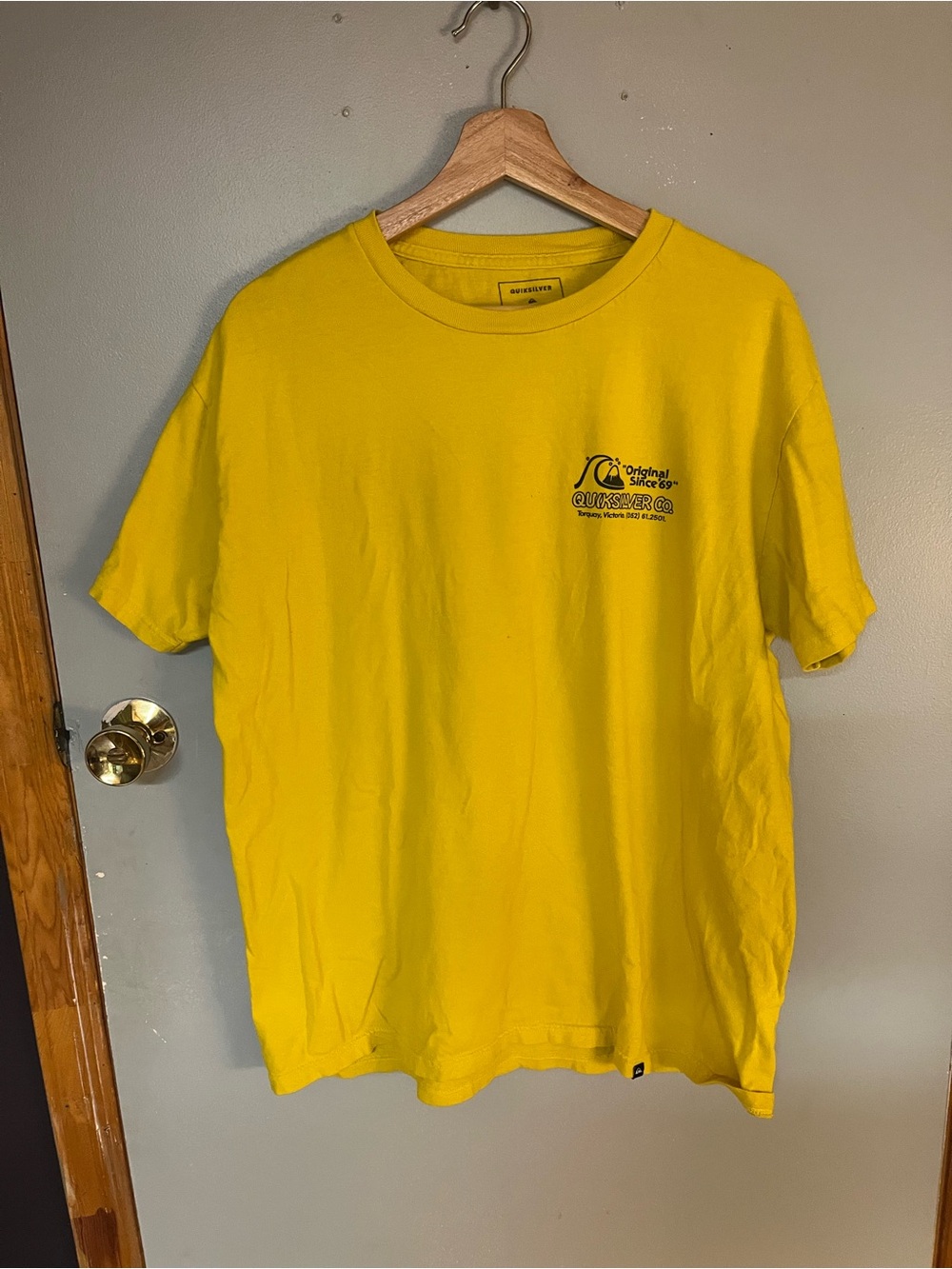 Quiksilver Bright Yellow Short-Sleeve Logo Tee for Men